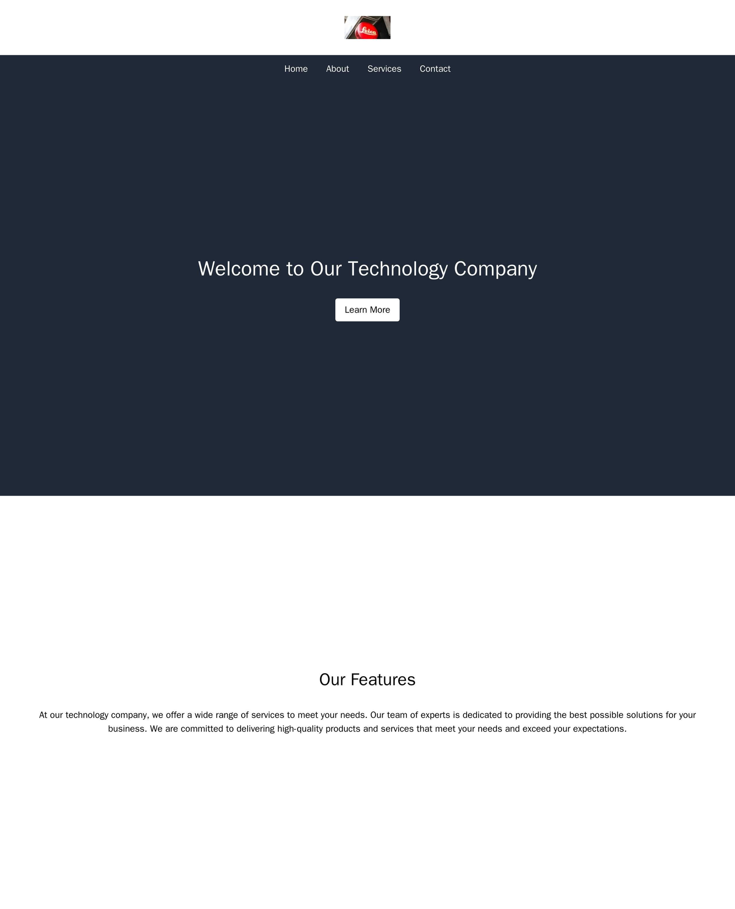 Technology Company Site: A minimalistic design with a centered logo and a top navigation bar. A white background with hi Web Template 1852