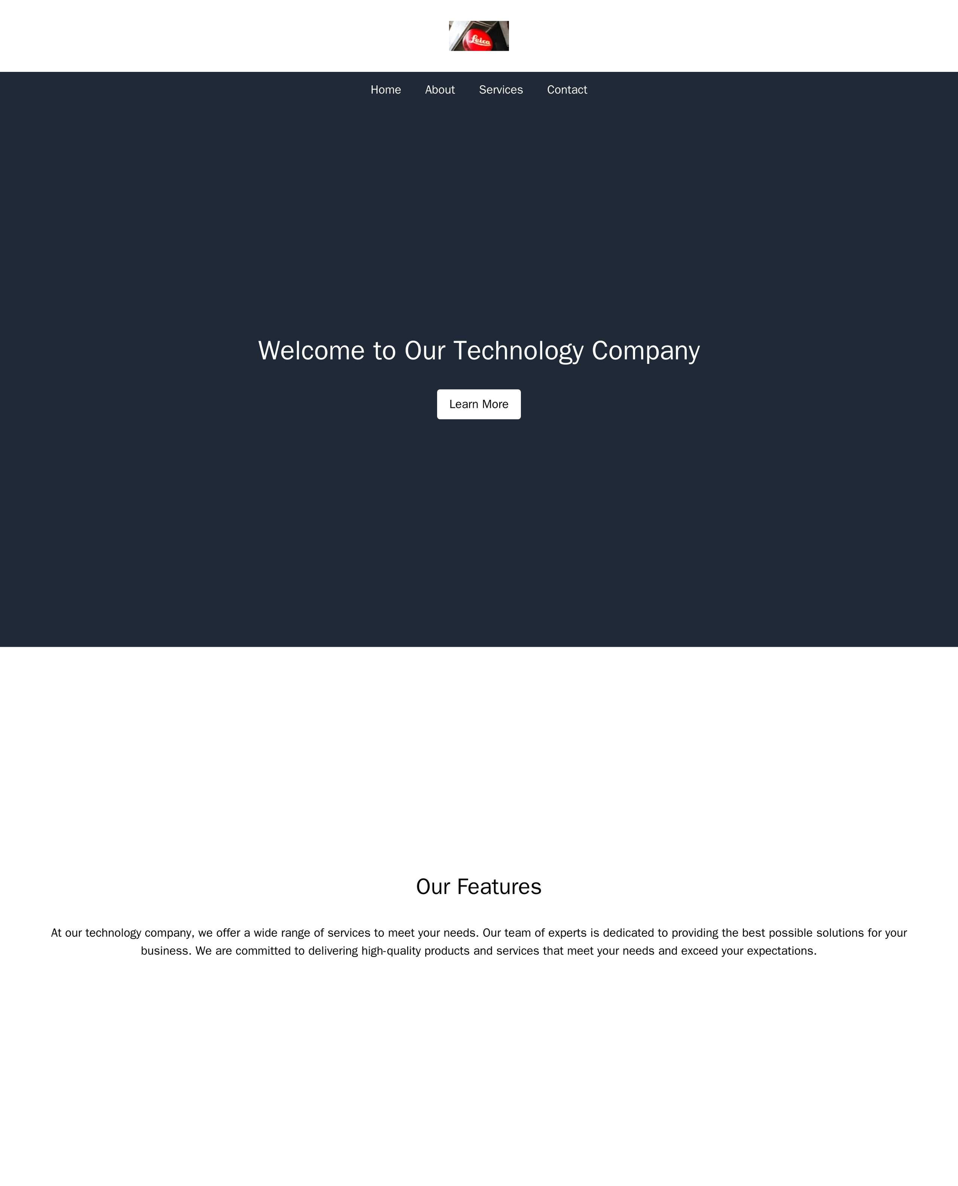 Technology Company Site: A minimalistic design with a centered logo and a top navigation bar. A white background with hi Web Template 1852