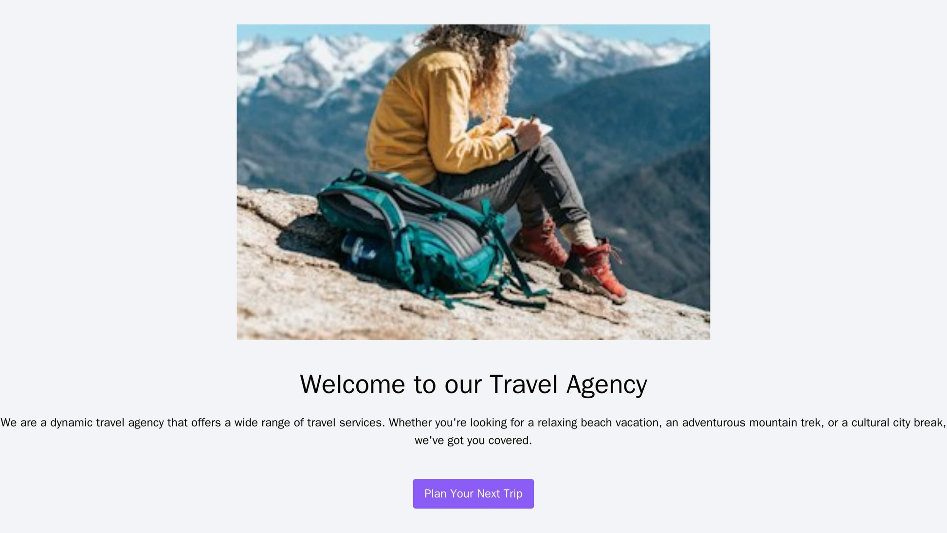 Travel Agency: A responsive design with a dynamic background, a centrally positioned logo, and a prominent call to actio Web Template 1073