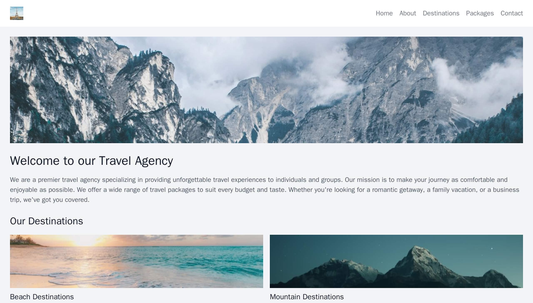 Travel Agency: A layout incorporating a large image of scenic destinations, a top menu with options for different travel Web Template 1232