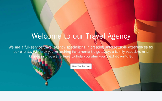 Travel Agency: A panoramic, full-width image of a beautiful travel destination. Centered call-to-action for booking a tr Web Template 1410