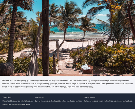 Travel Agency: A dynamic design with a full-screen background image of a beautiful travel destination, a header with a s Web Template 1676