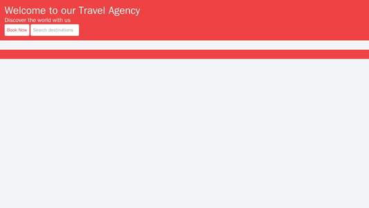 Travel Agency: A dynamic layout with large and colorful images of different destinations. The header has a tagline, a pr Web Template 1983