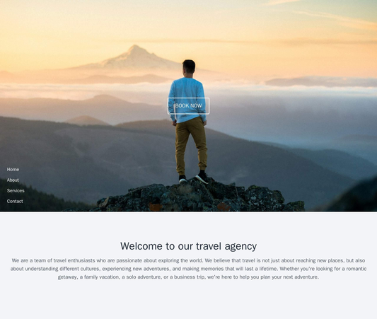 Travel Agency: A vibrant and adventurous layout with a full-width header image of a scenic destination. A diagonal navig Web Template 500