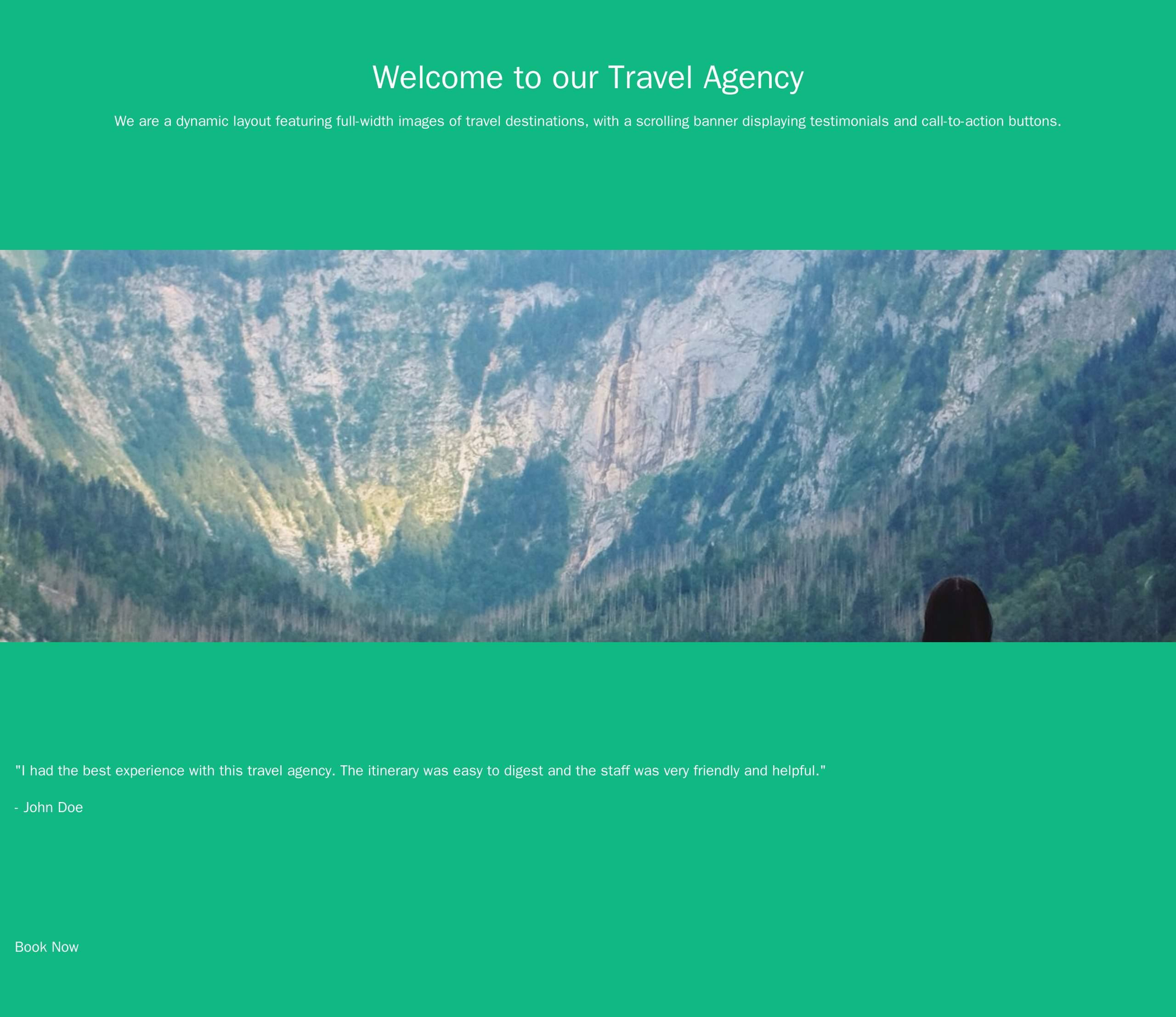 Travel Agency: A dynamic layout featuring full-width images of travel destinations, with a scrolling banner displaying t Web Template 62