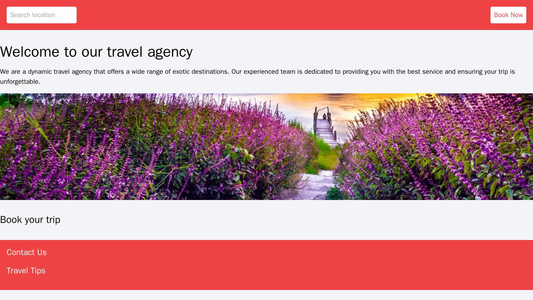 Travel Agency: A dynamic design with a banner featuring an exotic destination, a sliding calendar for booking trips, and Web Template 632