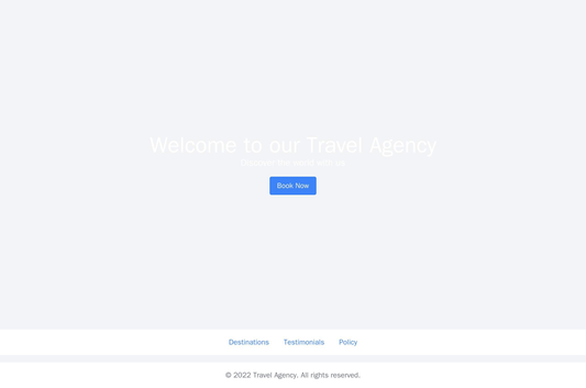 Travel Agency: A slideshow header with scenic images and a call-to-action button, a centered navigation menu, and a foot Web Template 664