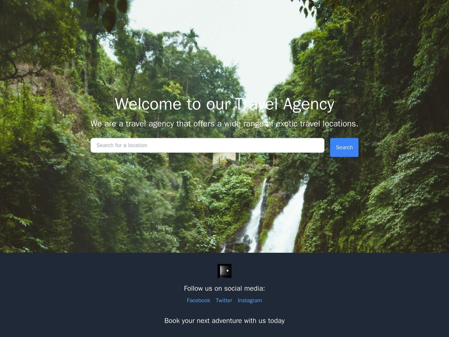 Travel Agency: A spacious design with a large, background image of an exotic travel location, and a header with a search Web Template 744