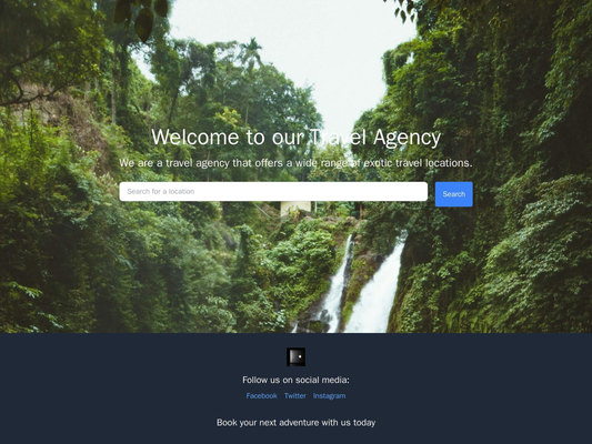 Travel Agency: A spacious design with a large, background image of an exotic travel location, and a header with a search Web Template 744