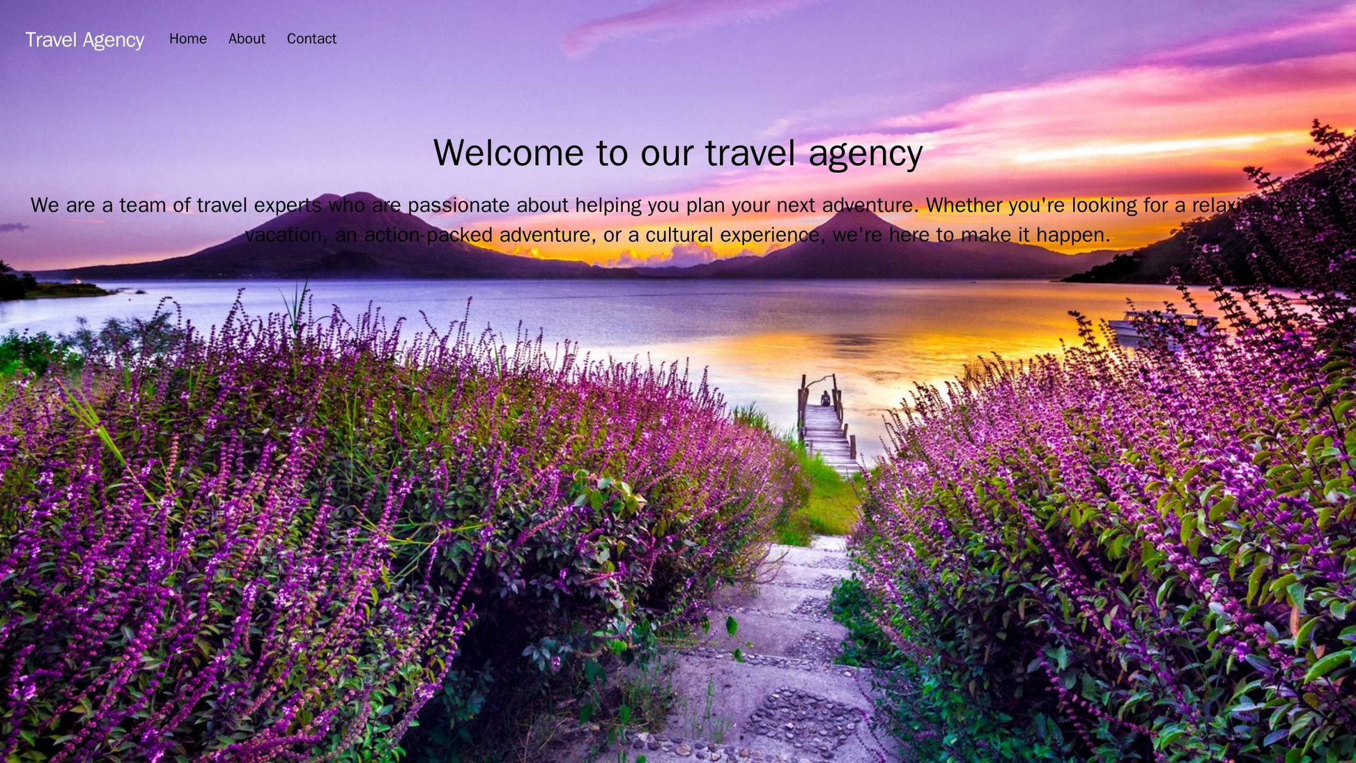 Travel Agency Site: A full-width image background of a beautiful travel destination, a large centered logo, a navigation Web Template 1780